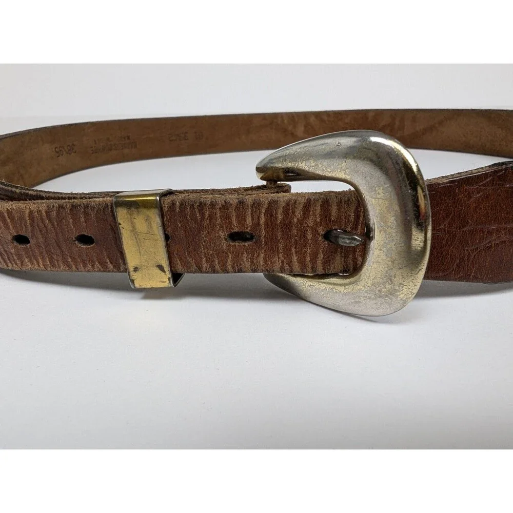Men's Cognac Brown Genuine Harness Cowhide Leather Belt Made in USA Size 38/95
